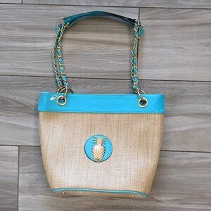 Magid Pineapple Straw Shoulder Bag